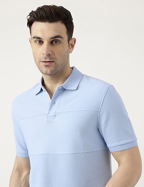 Pure Cotton Polo Neck Solid T-Shirt