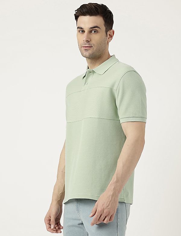Pure Cotton Polo Neck Solid T-Shirt