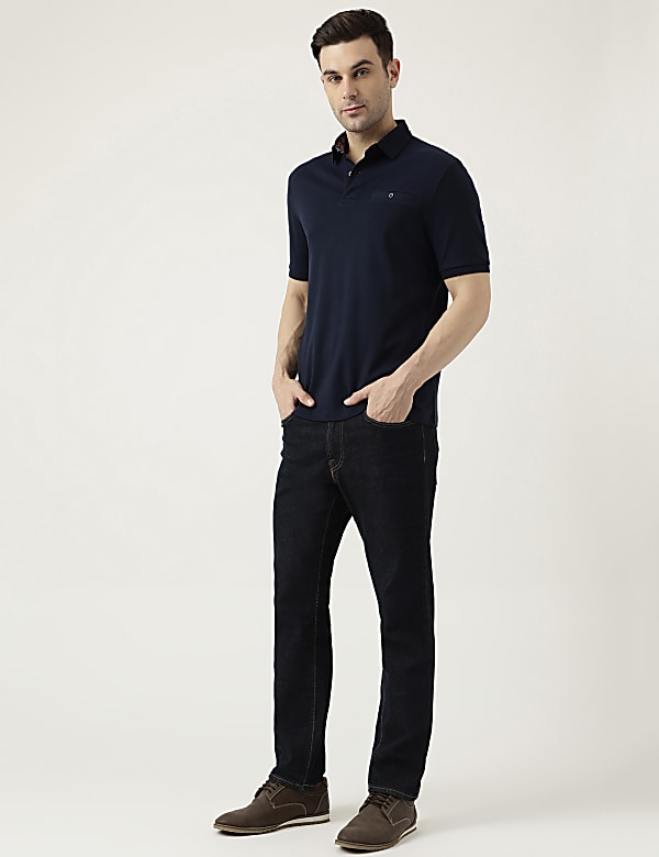Pure Cotton Polo Neck Solid T-Shirt