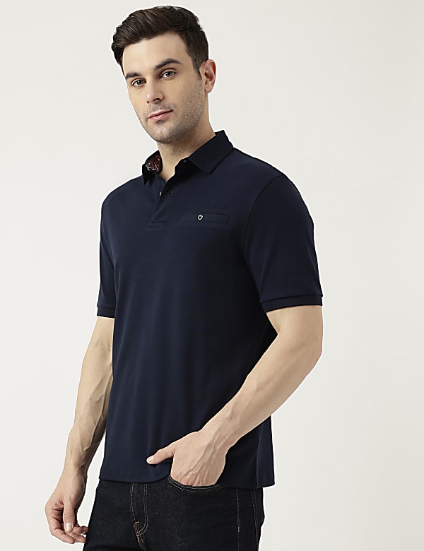 Pure Cotton Polo Neck Solid T-Shirt