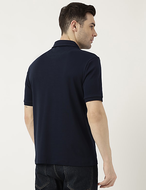 Pure Cotton Polo Neck Solid T-Shirt