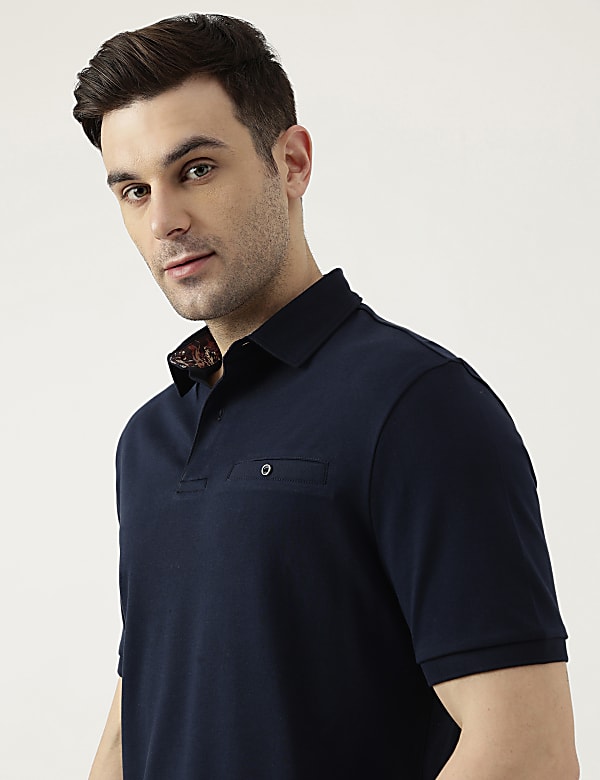 Pure Cotton Polo Neck Solid T-Shirt