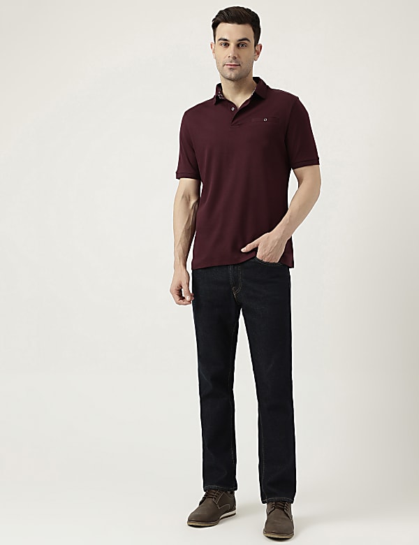 Pure Cotton Polo Neck Solid T-Shirt