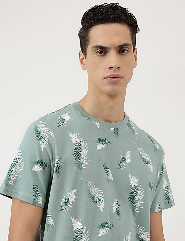 Cotton Rich Tropical Print T-Shirt