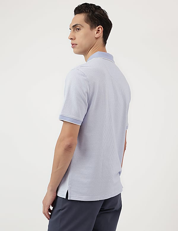 Cotton Rich Self Design Polo Neck T-Shirt