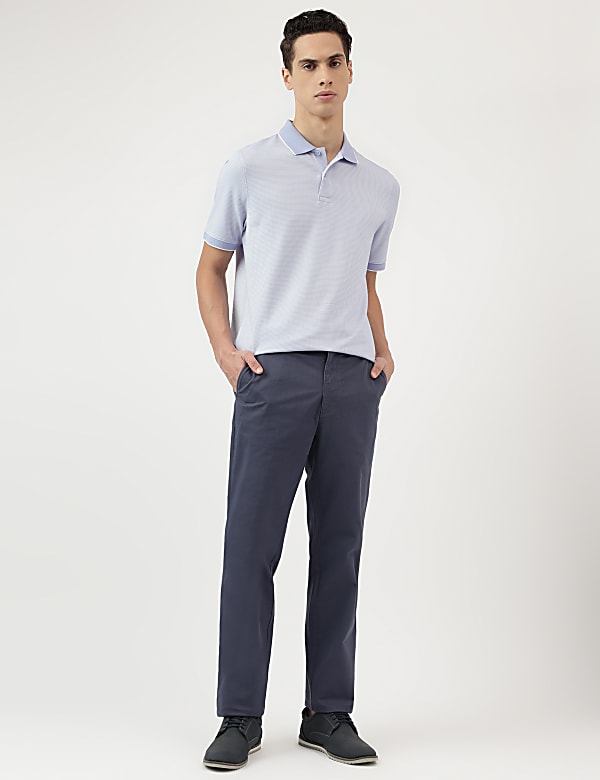 Cotton Rich Self Design Polo Neck T-Shirt