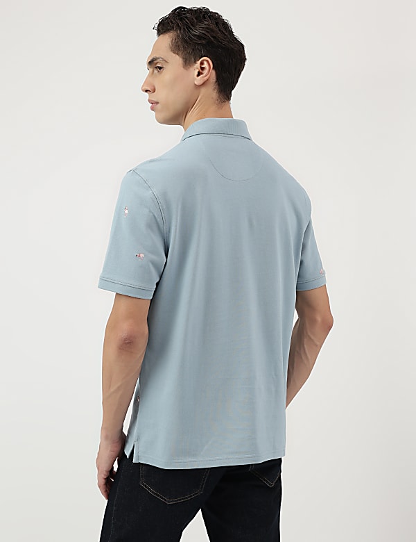 Pure Cotton Embroidered Polo Neck T-Shirt