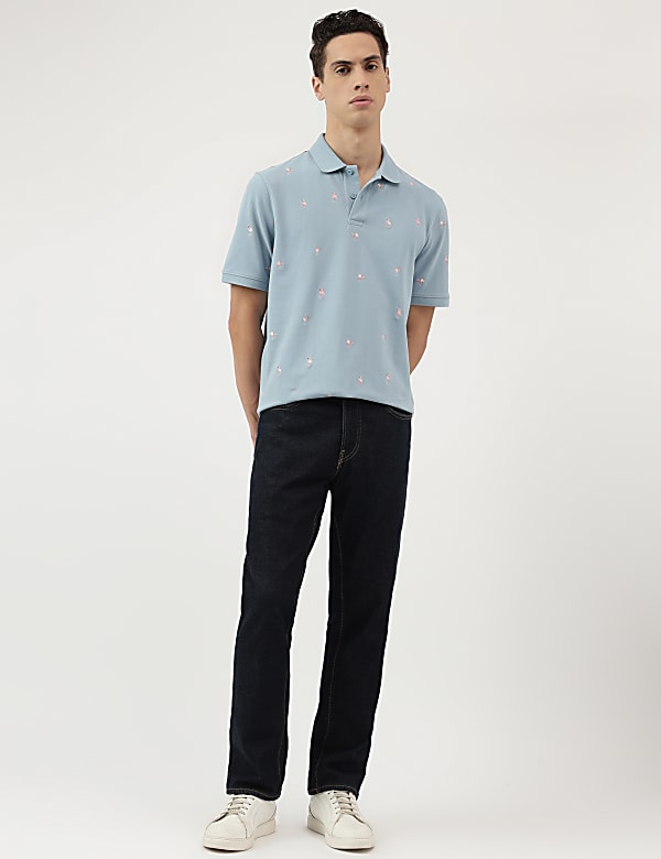 Pure Cotton Embroidered Polo Neck T-Shirt