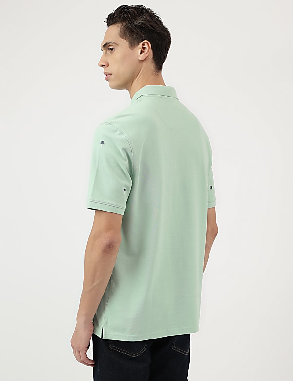 Pure Cotton Embroidered Polo Neck T-Shirt