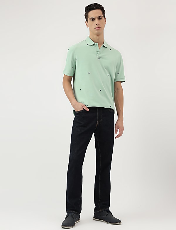 Pure Cotton Embroidered Polo Neck T-Shirt