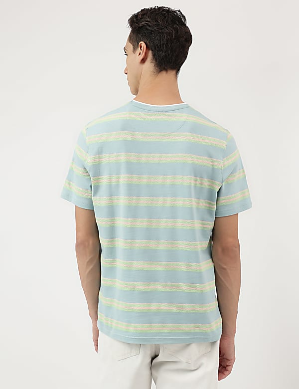 Pure Cotton Stripes Round Neck T-Shirt