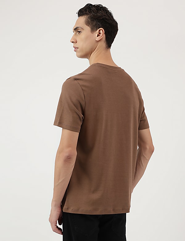 Pure Cotton Embroidered Round Neck T-Shirt