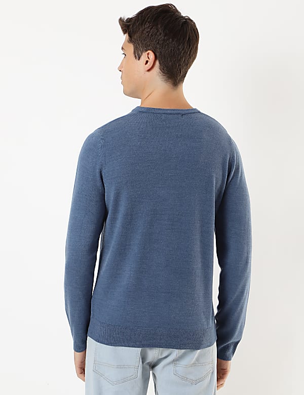 Pure Acrylic Knitted Crew Neck Jumper