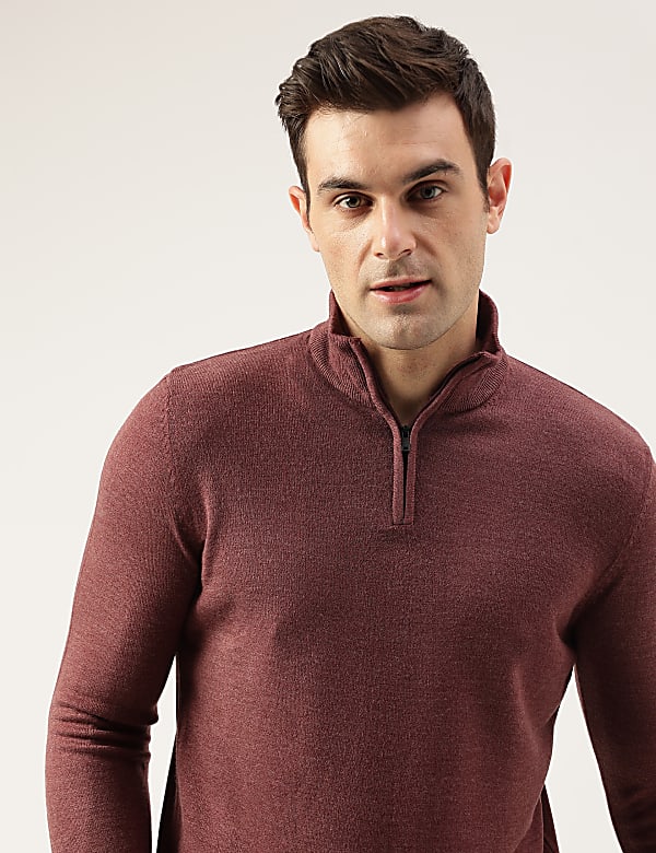 Pure Acrylic Plain High Neck Jumper