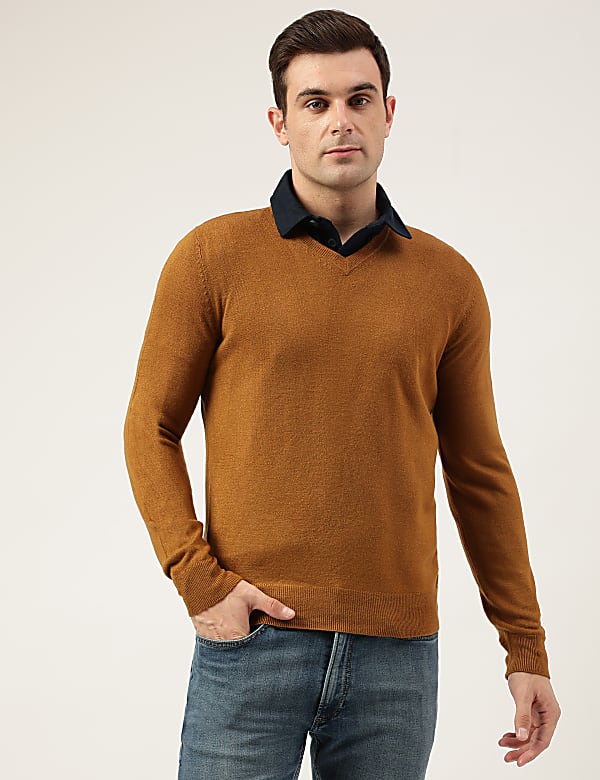 Pure Acrylic Plain V-Neck Jumper
