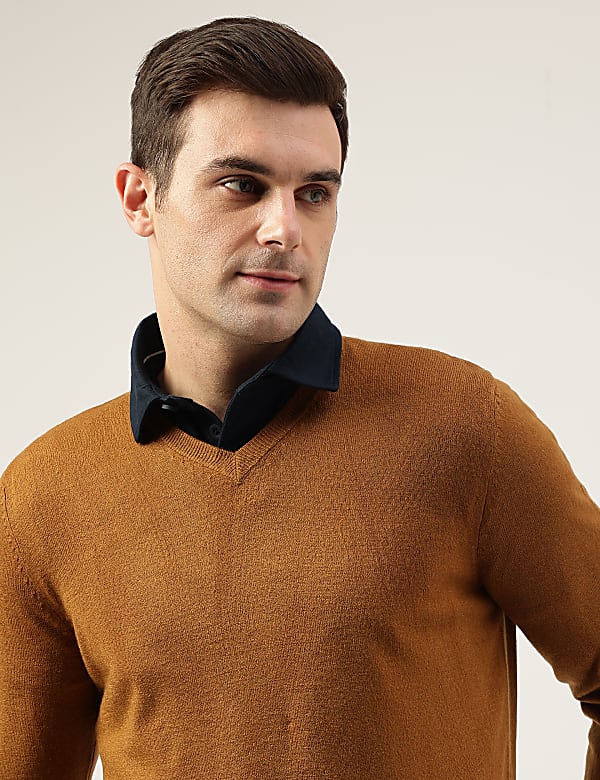 Pure Acrylic Plain V-Neck Jumper