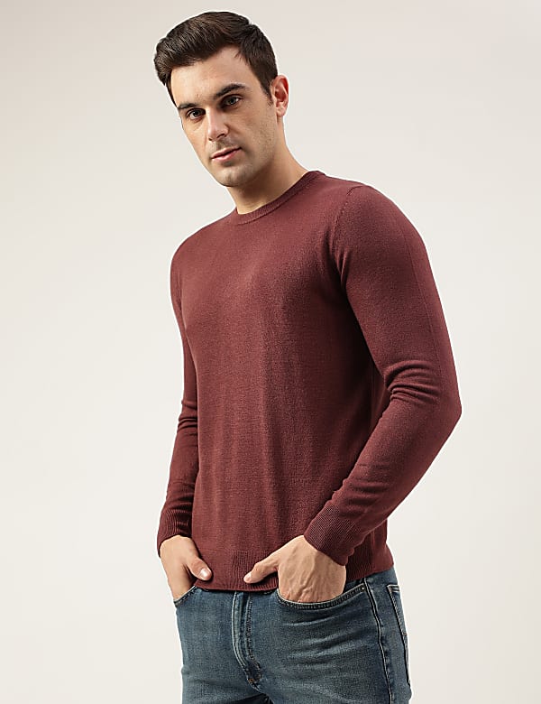 Pure Acrylic Stripes Round Neck Jumper