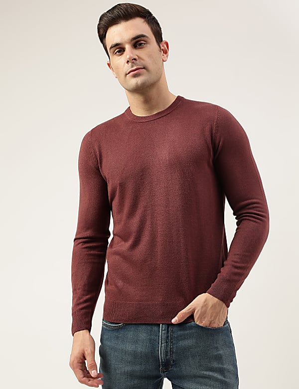 Pure Acrylic Stripes Round Neck Jumper