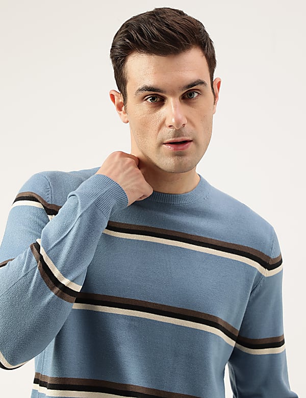 Pure Acrylic Stripes Round Neck Jumper