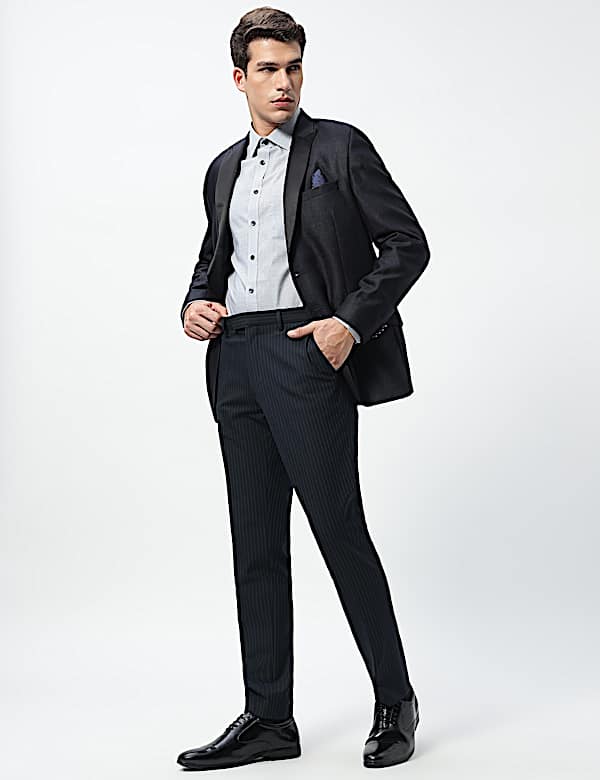 Slim Fit Stripes Mid Rise Trousers