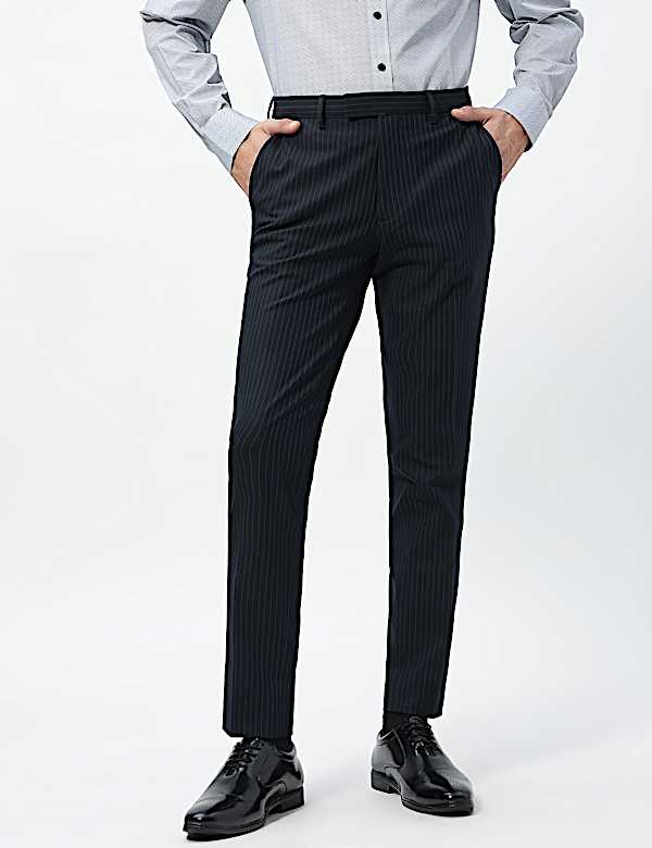 Slim Fit Stripes Mid Rise Trousers