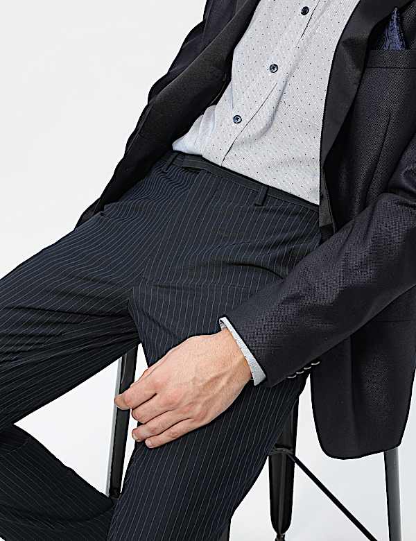 Slim Fit Stripes Mid Rise Trousers