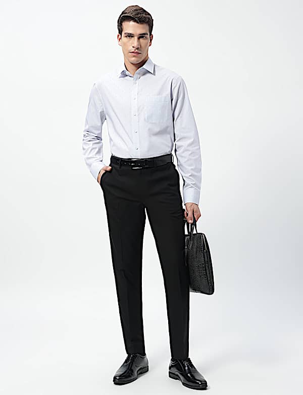 Slim Fit Mid Rise Flat Front Trousers