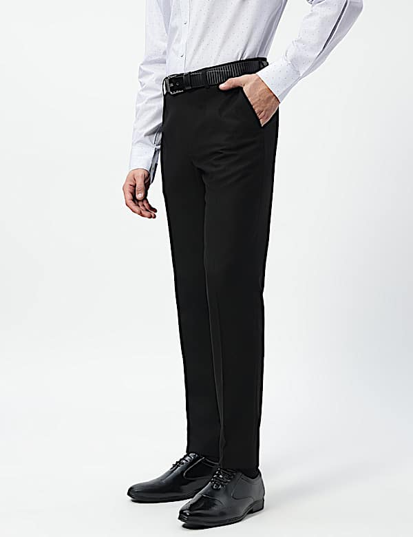 Slim Fit Mid Rise Flat Front Trousers