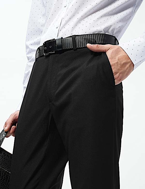 Slim Fit Mid Rise Flat Front Trousers