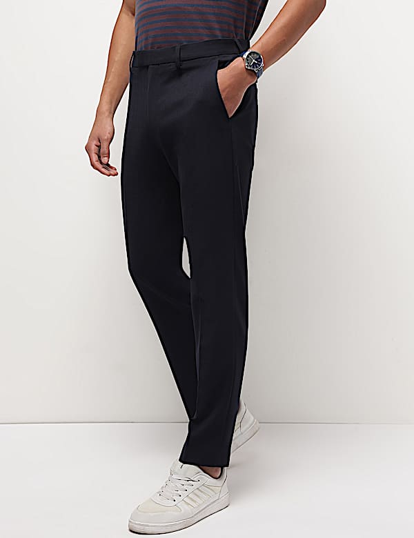 Mid Waist Checks Slim Fit Trousers