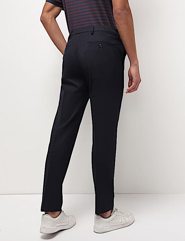 Mid Waist Checks Slim Fit Trousers