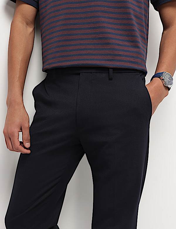 Mid Waist Checks Slim Fit Trousers