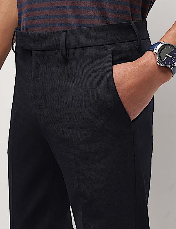 Mid Waist Checks Slim Fit Trousers