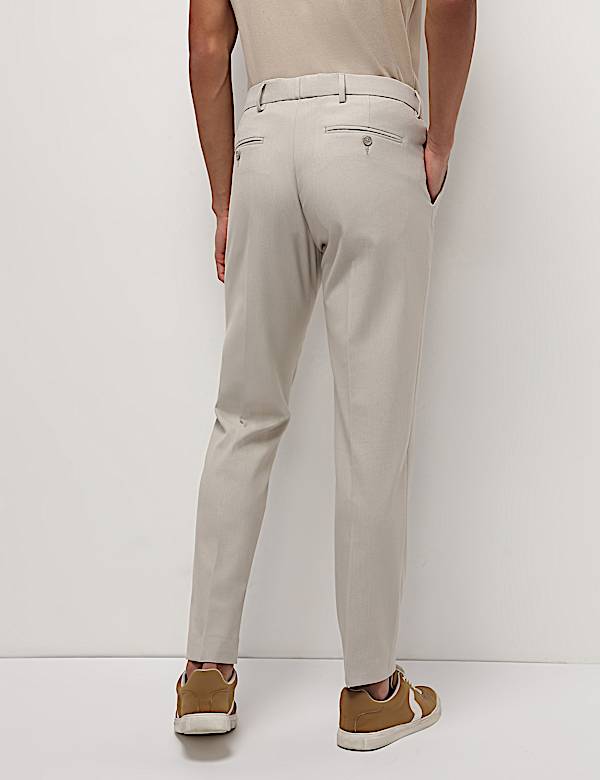 Mid Waist Textured Slim Fit Trousers