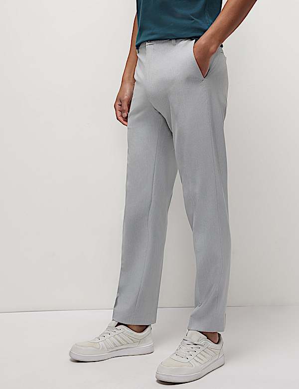 Mid Waist Textured Slim Fit Trousers