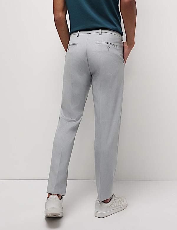Mid Waist Textured Slim Fit Trousers