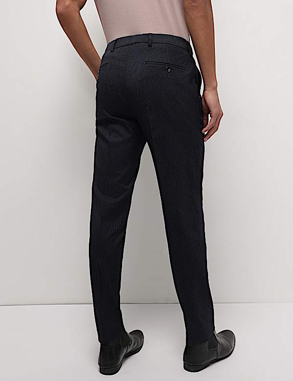 Mid Waist Pinstripe Slim Fit Trousers