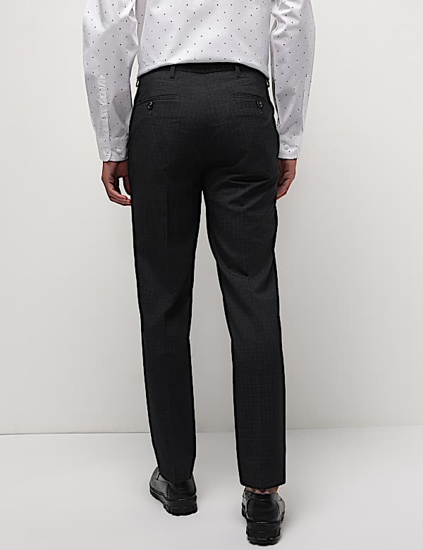 Mid Waist Checks Slim Fit Trousers