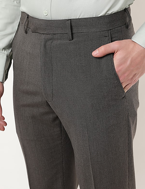 Regular Fit Houndstooth Texture Trousers