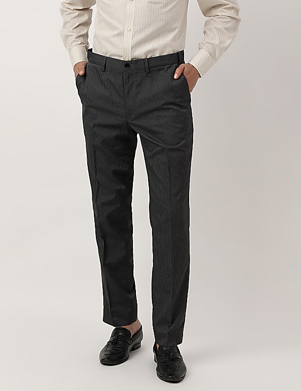 Crease Resistant With Active Waist Slim Fit Trousers