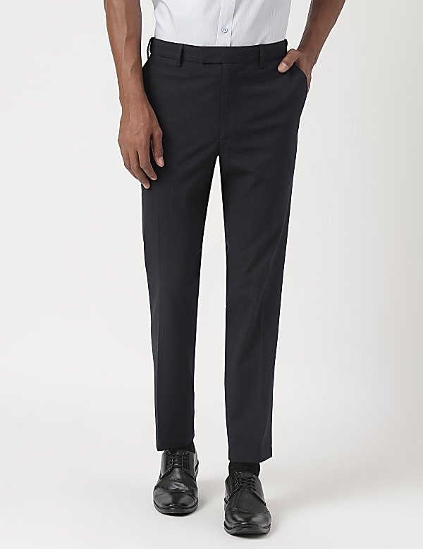 Slim-Fit Bi-Stretch Textured Trousers