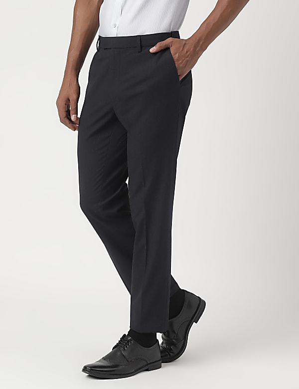 Slim-Fit Bi-Stretch Textured Trousers