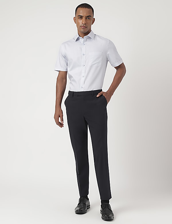 Slim-Fit Bi-Stretch Textured Trousers