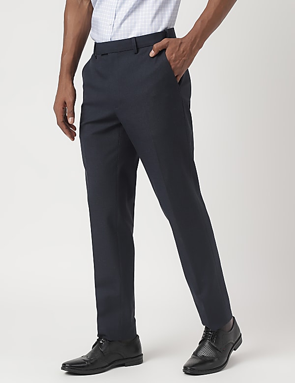 Tailored-Fit Bi-Stretch Textured Trousers