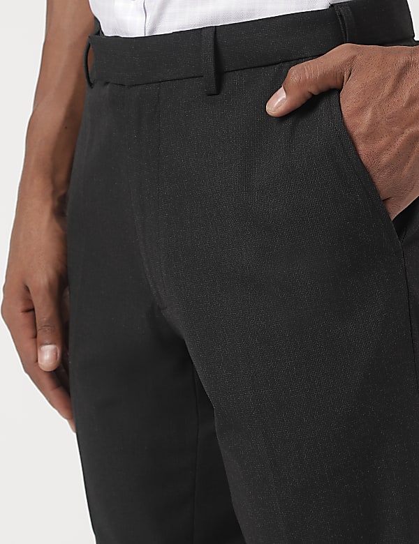 Slim-Fit Bi-Stretch Textured Trousers