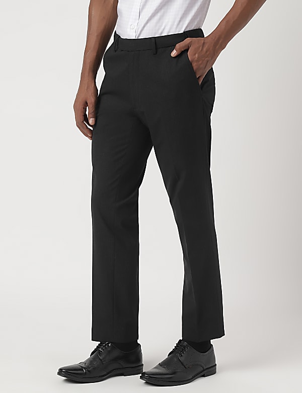 Slim-Fit Bi-Stretch Textured Trousers