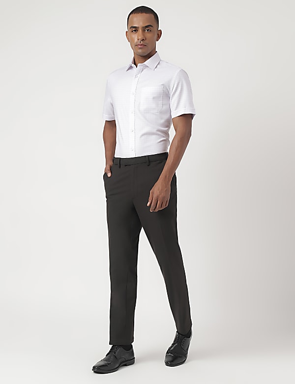 Slim-Fit Bi-Stretch Textured Trousers
