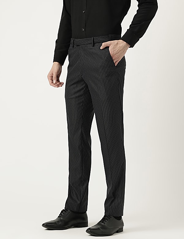Mens black striped trousers store