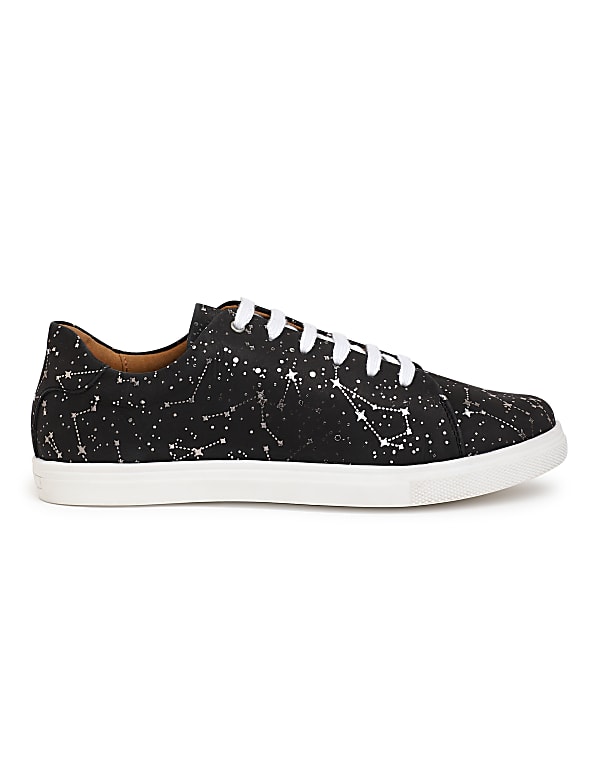 Pure Leather Lace Up Printed Sneakers