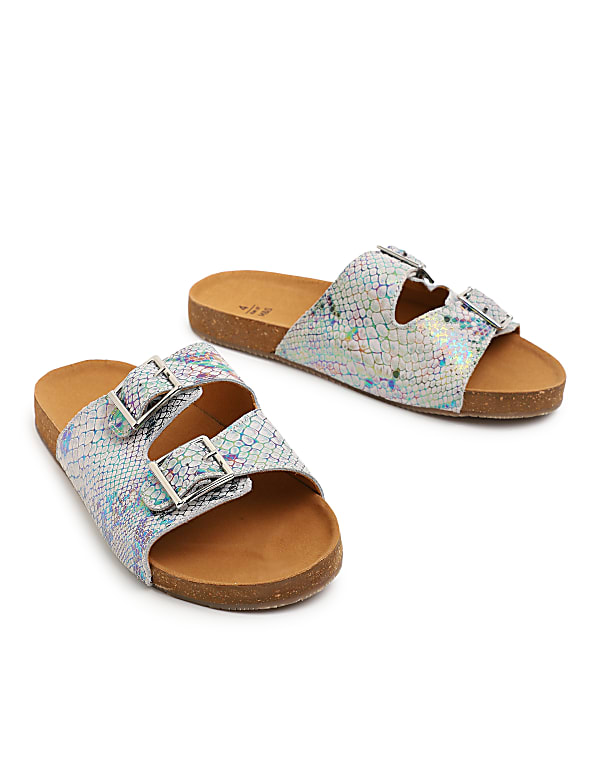 Pure Leather Slip On Textured Sandals